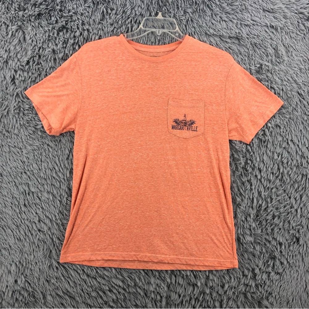 Margaritaville Shirt Mens Medium Heather Orange Lighthouse Fishing Short Sleeve